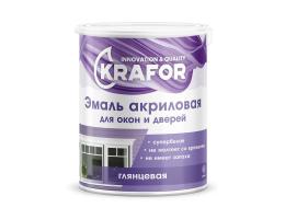 Эмаль для окон и дверей Krafor / Крафор, акриловая, глянцевая, супербелая, 3 кг