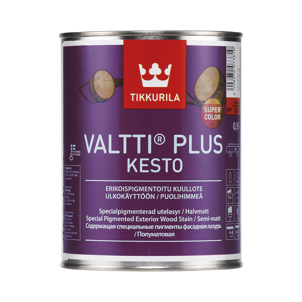 Tikkurila Valtti Plus Kesto / Тиккурила Валтти Плюс Кесто водоразбавляемая  фасадная лазурь, 0.9л, бесцветный - цена 2 398 р. купить в  интернет-магазине StroyKray.ru в Москве