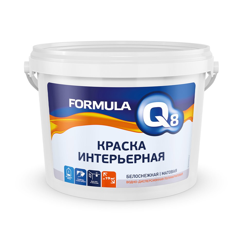 Краска Formula Q8 / Формула К8 интерьерная для стен и потолка, 25кг, белый  - цена 2 782 р. купить в интернет-магазине StroyKray.ru в Москве