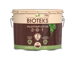 Защитный лессирующий состав 2-в-1 Bioteks / Биотекс, 9 л, темный орех