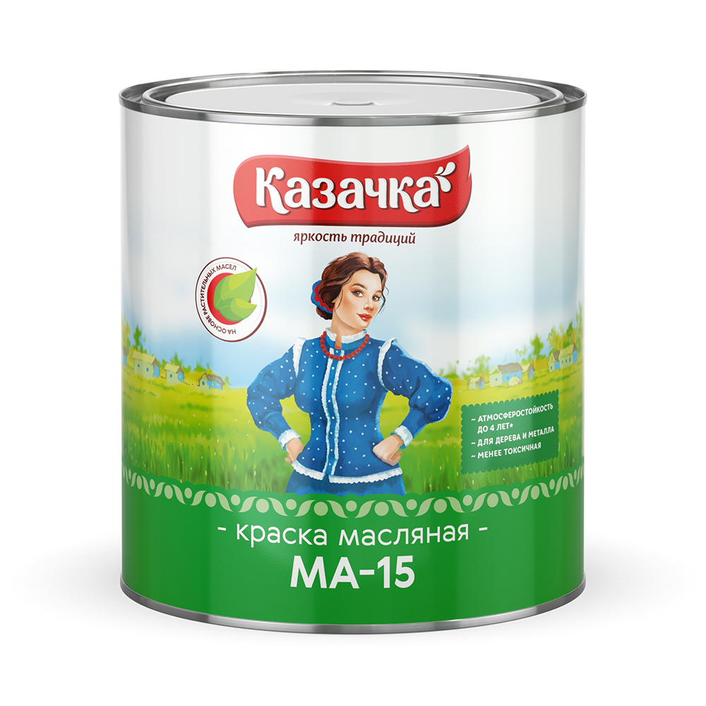 Краска масляная Казачка МА-15 для оконных рам, подоконников, 20кг .