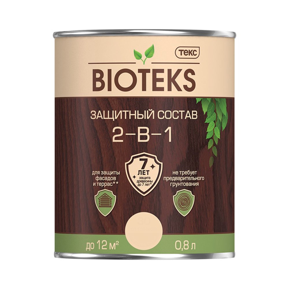 Защитный лессирующий состав 2-в-1 Bioteks, 0.8л, сосна - цена 574,8 р.  купить в интернет-магазине StroyKray.ru в Москве