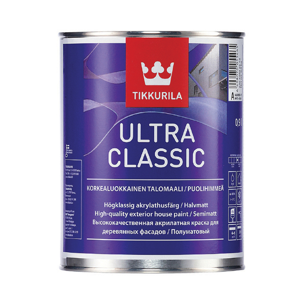 Краска Tikkurila Ultra Classic A полуматовая 0,9 л для деревянных фасадов  800 р.