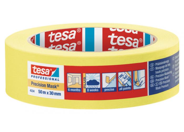Малярная лента желтая , для четких границ окрашивания Professional Tesa® 4334 (30мм х 50м)